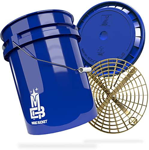 MAGIC BUCKET | Ensemble de lavage à la main pour voiture | Seau de lavage avec couvercle de seau assorti de 5 litres environ 20 litres | Avec insert seau Grit Guard filtre à saleté | Kit de lavage