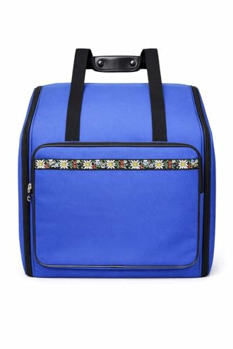 Steirische Harmonika Tasche Rucksack EDELWEISS-DELUXE-PRO Blau für 4-reihige Harmonikas