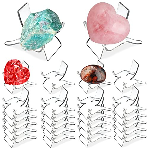 (24 PCS）Display Stand,Acrylic Rock Display stands,Clear Display Easel Stands Pedestal for Crystal Geodes Rock Mineral Agate Fossil Coral crystal/gemstone Small Collectibles Display Stands (Small)