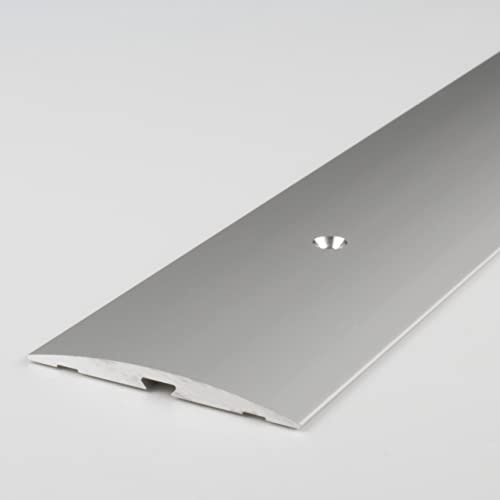 PROVISTON | Übergangsprofil | Aluminium eloxiert | Silber | Breite 50 mm | Höhe 4 mm | Länge 1000 mm | Selbstklebend | Übergangsschiene | Übergangsleiste | Bodenprofil | Abdeckleiste | 1 Stück