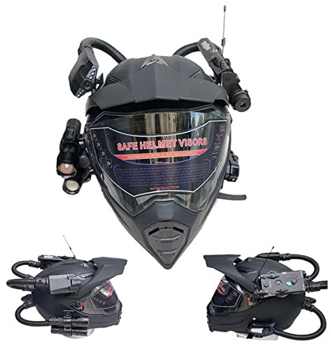 Casque Bluetooth Visière Intégrale Rabattable Intégrée pour Moto avec Laser, Lumière Stroboscopique pour Enregistreur De Conduite, Antenne Parabolique Certifiée Dot/ECE A,S(55-56)