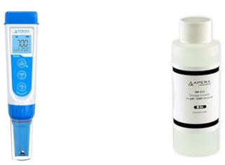 Apera Instruments PH60 Premium pH-Meter (Genauigkeit pH ±0,01, Messbereich pH -2,0-14,0, austauschbare Elektrode, wasserfest), Standard Glaselektrode & Apera Instruments Elektrolyt Lösung 3M (250 ml)