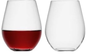 LSA Wine Stemless Red Wine Glass 530ml Clear Set of Two