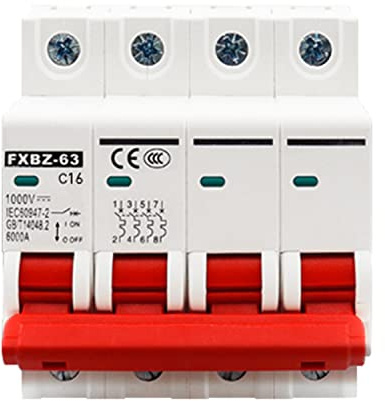 1000V DC Leitungsschutzschalter Hutschiene 16A 4P Home Überlastschutz Luftschalter Sicherungsautomat für Wohnbeleuchtung Verteilerleitungen Solar PV Anlage