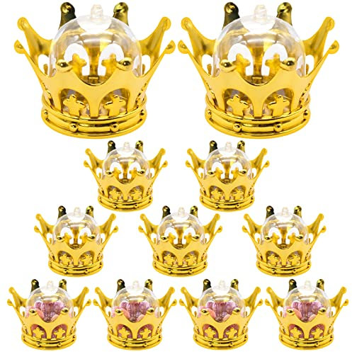 Cisolen 12 scatole per caramelle a forma di corona in plastica, per caramelle, per bomboniere, matrimoni, decorazione da tavolo, compleanno, feste, 12 pezzi