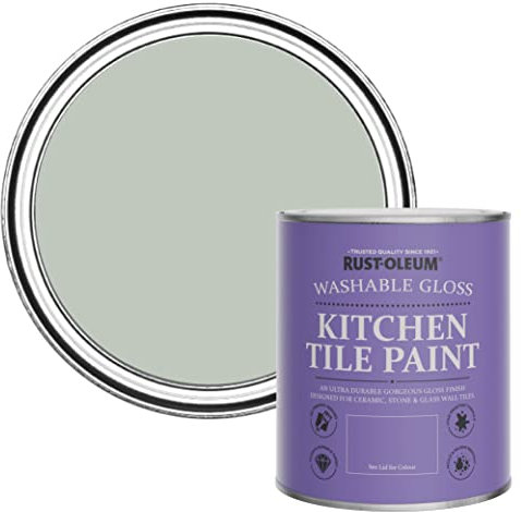 Rust-Oleum Green Water-Resistant Kitchen Tile Paint in Gloss Finish - Chalk Green 750ml