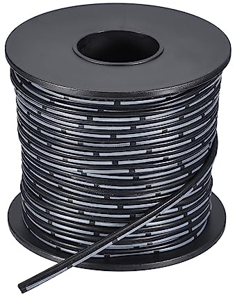 sourcing map 24AWG Silicone Ribbon Cable 2Pin 24 Gauge Flat Cable Flexible Silicone Wire 30m/100ft Black Stranded Tinned Copper Wire for Model Plane, Model Car, Electric Appliance