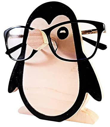 Topiky Holztier Brillenhalter, Kreativer Brillenhalterständer, Lustiger Haustier Brillenhalter, Sonnenbrillen Brillenständer, für Zuhause, Büro, Schreibtisch, Nachttisch (Pinguin1)