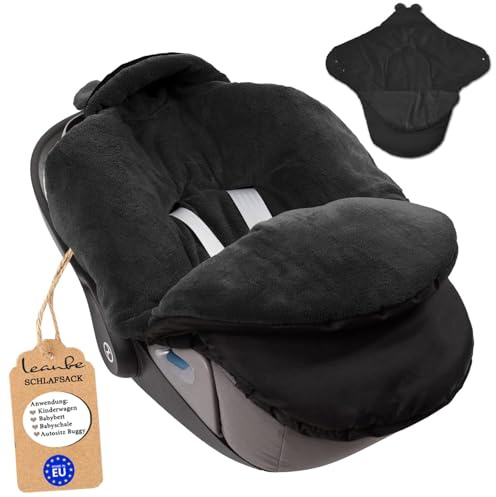 Leanbe Fußsack Baby Einschlagdecke für Winter geeignet für Kinderwagen Babyschale Babyfußsack Babybett Autositz Buggy (Schwarz)