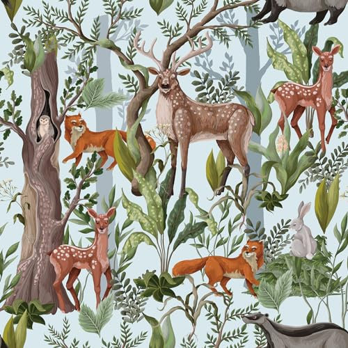 VaryPaper Carta da Parati Jungle Tropicali Adesiva Animali 44.5cmx200cm per Mobili Pellicola Fantasia per Bambini Camera Letto Armadio