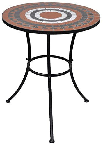 ULUYYUC Campingtisch Partytisch Klapptisch CafetischBistrotisch Terracotta-Rot und Weiß 60 cm Mosaikgeeignet für Balkone, Terrassen und Laubengänge