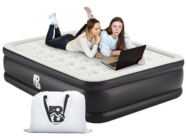 Full Size Air Mattress with Built-in Pump 18 Raised - 2-Min Set Up, No Odd Smell, 600 lb Support, Foldable Air Bed with Storage Bag, Perfect for Camping, Guests & Home Use