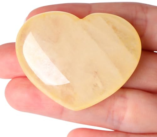 45 mm Citrin Herz Kristall Edelsteine Geschenke für Frauen Mama Freundin | AWARDSEN Herzsteine Kristalle Reiki Heilsteine Handschmeichler Stein für Valentinstag, Jahrestag, Geburtstage und Muttertag