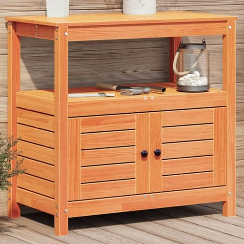 ShGaxin Table de plantation avec étagères en bois de pin marron 82,5 x 45 x 81 cm, serres, potager, établi de jardinage, établi pour pots, table de jardinage - 844637