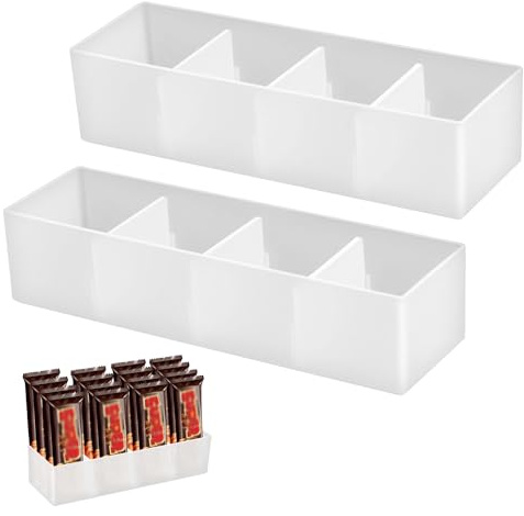 duozoanz 2 Stück Snacks Box Snack Organizer Organizer Schublade Küche Aufbewahrungsboxen mit Herausnehmbare Trennwände für Teebeutel SüßIgkeiten Snack, Transparent
