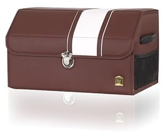LGTT Auto Kofferraum Organizer für XPENG Xiaopeng P7 P7i G3 G6 G9 N5 BETA 2021 2022 2023, Wasserdicht Faltbar Kofferraum-Tasche mit Deckel, Auto PU-Leder Faltbox, Aufbewahrungskorb mit Fächern