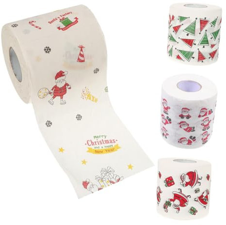 NULYLU 4rollen Weihnachtliches Toilettenpapier Bedruckt Mit Weihnachtsmotiven Für Badezimmer Und Festtafel Kreatives Toilettenpapier Für Feierlichkeiten Und Weihnachtsgeschenke