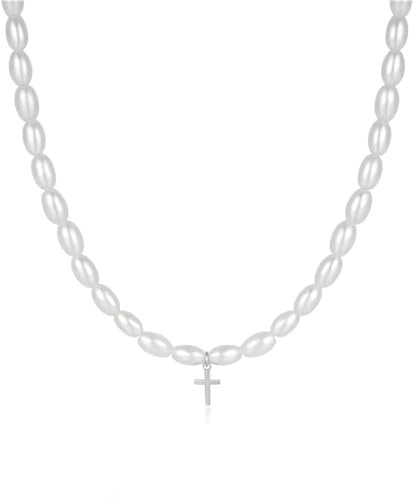 Belachick retro halsband hänge kedja män kvinnor smycken pärlhalsband smaragd kors hänge kvinnors halsband elegant bröllop, En storlek