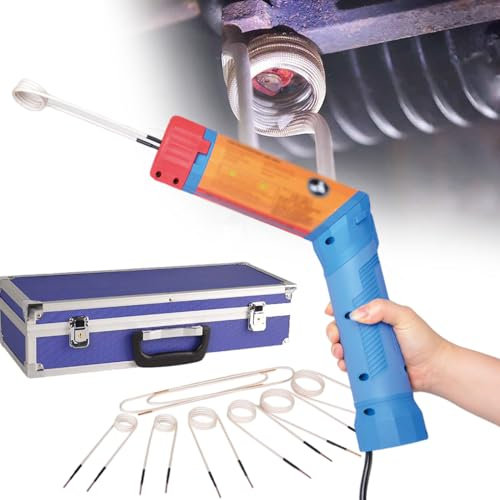 XNZJHPP 1100W Induction Heater Tool Kit w/8 Coils for Automotive Flameless Rusty Screw Bolts Heating Removel 120° Rotated Power Tool (Blue)