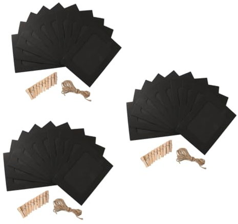 HONMEET 3 Sets 5 Zoll Papier-fotorahmen Schwarze Schnur-hängeklammern Für Wanddekoration Fotoanzeige 10 Stück * 3