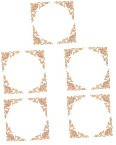 Cabilock Wooden Hexagon Tile 20 Stück Aus Holz Geschnitzte Eckmöbelapplikationen Wandapplikationen Heimdekorationen Wandschrankdekor Vintage Heimdekor Wandaufkleber Dekorative Onlay Nachttisch Barock