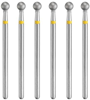 HARFINGTON 6pcs 325-400 Grits Diamond Grinding Burrs Bit 4mm Ball Head 2.35mm Shank 4mm Length Stone Sanding Drill Bits Rotary Tool for Ceramic Glass Grinding, Polishing