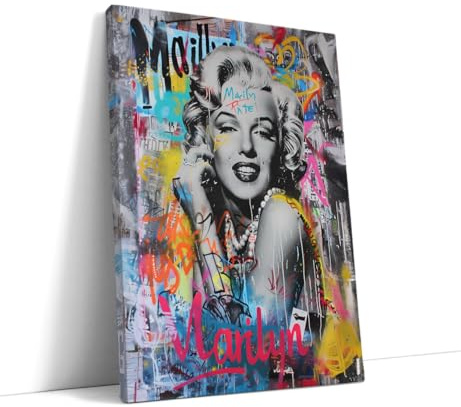 AKINDA Kunstgalerie - Modernes Bild 60x80 cm - Marilyn Monroe Pop Art - Mehrfarbiges Bild - Street Art - Küchentafel - Graffiti-Schriftzug - Geschenkidee für die Wohnungsdekoration