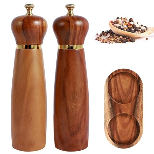 Salz Und Pfeffermühle Holz, Salz- Und Pfeffermühlen-Set, Pfeffermühle Chilimühle Mit Standtablett, Manuelle Chilimühle, Pfeffer-Chilimühlen, Mühlenflasche, Salz-Chilimühle Für Salz, Pfefferkörne