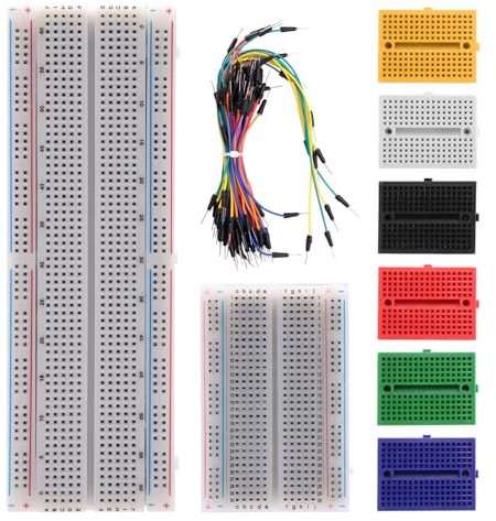 AYWHP 6 x Mini Breadboard Kit 170 Points (6 Colours) + 1 x Breadboard 400 Points + 1 x Breadboard 830 Points Solderless + 65 Flexible Breadboard Breadboard Electronics Compatible with Arduino, DIY