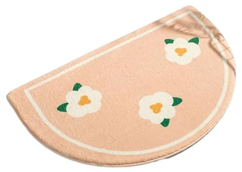 Soft Floor Mats Small Fresh Text Flowers Rugs Home Entrance Carpet Bedroom Toilet Bathroom Door Absorbent Non-Slip Foot Pad(Orange)