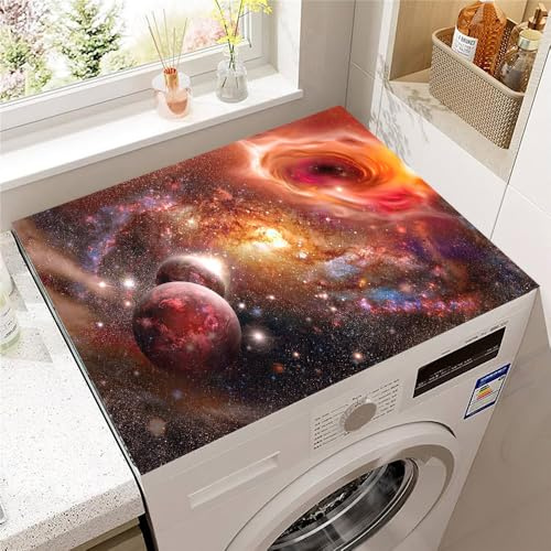 Odot 3D Tapis de Protection pour Dessus de Machine à Laver, Antidérapant Housse de Machine à Laver pour Sèche-Linge Buanderie Réfrigérateur Cuisine (Trou noir,50x50cm)