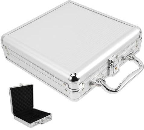 SOPOTUTU Pokerchip Etui aus Legierung mit Großer Kapazität Tragbare Aufbewahrungsbox mit Fachteiler und Griff für Kartenspiele