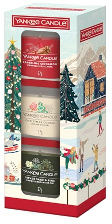 Yankee Candle Coffret cadeau de Noël 2025 - Contenu : 3 mini bougies votives