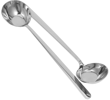 iplusmile 2 Pièces Louche à Soupe Acier Inoxydable avec Fond Incliné Antidébordement Cuillères Longues pour Servir Sauces et Ragoûts Cuisine Professionnelle et Maison