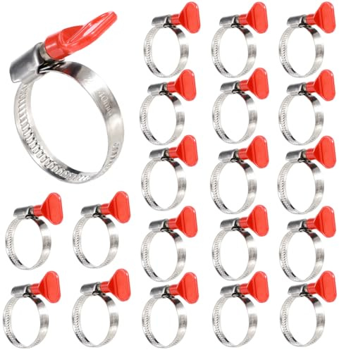 20 Pièces Collier de Serrage Inoxydable Réglable 25-40mm avec Écrou Papillon Collier Métallique pour Tuyaux, Robuste et Facile à Installer, Idéal pour Piscine, Gaz et Systèmes Hydrauliques Domestiques