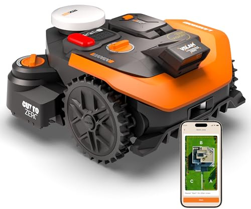 Worx Landroid Vision Cloud WR308E 2WD Robot Cortacésped, Sin Cable Perimetral, hasta 800 m², Evitación de Obstáculos con IA, Navegación VSLAM + RTK Cloud, Mapeo Automático, Control por App