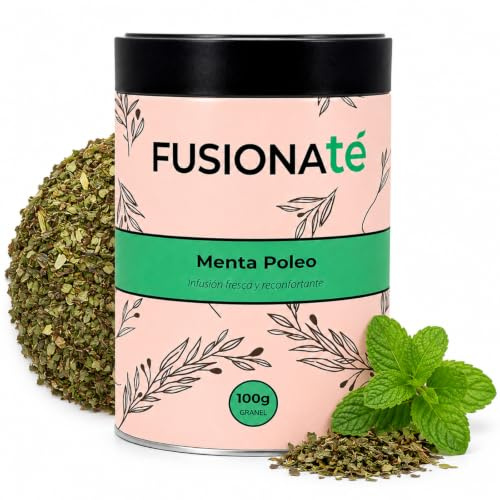 FUSIONATÉ Menta Poleo a Granel, Lata 100 g de Infusión Natural Refrescante y Digestiva, 100% Hoja de Menta Poleo, Sin Teína, Ideal para Después de las Comidas