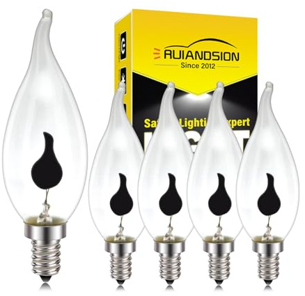 Ruiandsion Flackernde Flamme E14 Leuchte 3W, CA35 Roter Blitz LED Kerzenleuchten für Halloween Weihnachten, Kronleuchter, Lavalampe, 5er-Pack