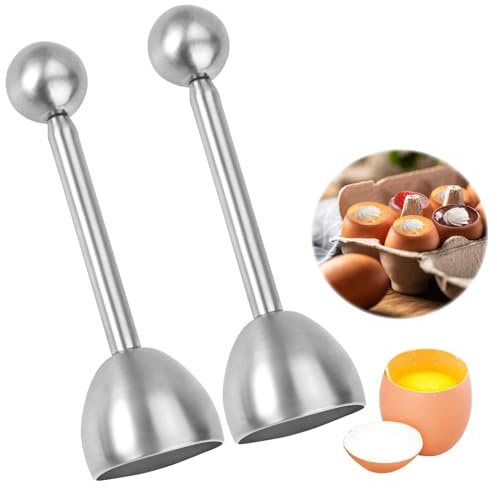 2 Pieces Stainless Steel Egg Topper, 3.8x13cm Egg Cracker Topper, Efficient Egg Cutter Shell Cracker for Raw and Cooked Eggs for Home-Cooked Meals, Baking Industry, Catering Industry, DIY Crafts