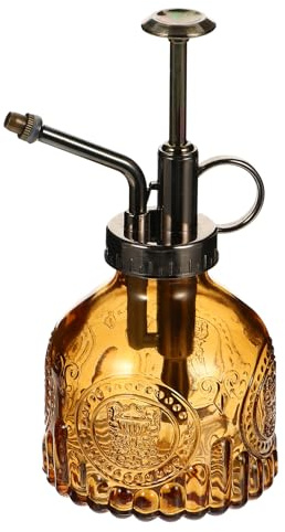 SHINEOFI Retro Relief Glas Sprühflasche mit Pumpe Kleine Handliche Pflanzensprüher Braune Vintage Gießkanne für Balkon Garten und Zimmerpflanzen Praktischer Blumensprüher für Indoor und