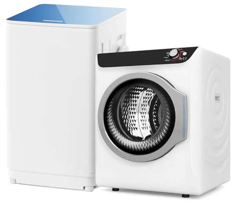 Auertech Portable Washer and Dryer Combo Set, 18 lbs Fully Automatic Washing Machine with Stainless Steel Inner Tub, 2.6 Cu.Ft Portable Dryers, Compact Washer and Dryer for Apartment, RV, Dorm