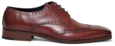 Infinity Leather Chaussures Oxford Derby Brogue en Cuir Bordeaux pour Homme, modèle Luca de Rogue Antique, Chaussures habillées pour Mariage ou Bureau.