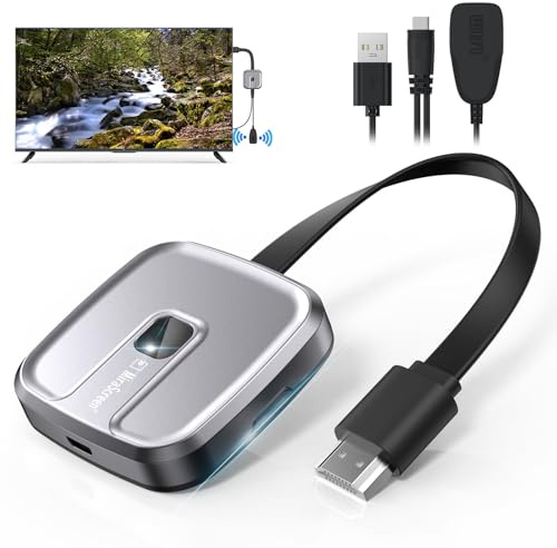 Wireless HDMI Dongle, 4K Receptor HDMI inalámbrico, 2.4G/5GHz Pantalla Mirroring Display Wireless Adaptador para iOS/Android/Windows/Miracast/Chromecast/Google/TV/Monitor/Proyector/Transmisión de