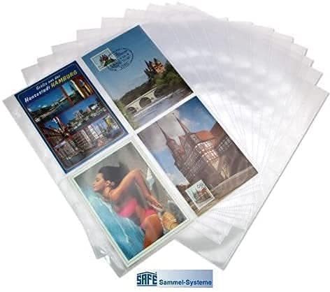 50 x SAFE FOTOHÜLLEN DIN A4 NR. 5471-50 - FORMAT 10 x 15 CM - PLATZ FÜR BIS ZU 400 BILDER - IDEAL FÜR FOTOS - URLAUBSBILDER - ALTE / NEUE POSTKARTEN - BANKNOTEN - UNIVERSAL LOCHUNG - DOKUMENTENECHT - TRANSPARENT - WEICHMACHERFREI