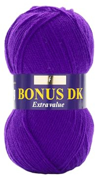 Hayfield - Lana de Tejido Doble Bonus DK (100 g), Hilo, Morado Brillante, 19 x 9 x 9 cm