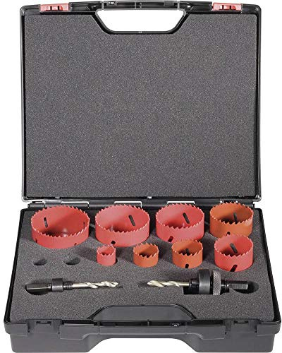 Exact 06100 Elektriker-Set HSS-Bimetall-Lochsägen in Kunststoffkoffern, 22-68 mm