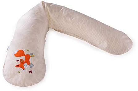 Das Original Theraline Stillkissen | 190 cm | Polyester Hohlfaser Füllung | inklusive Bezug Knistertier Fuchs