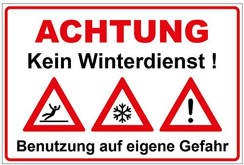 Schild Kein Winterdienst aus Alu/Dibond 300x200 mm - 3 mm stark mit Warnsymbolen