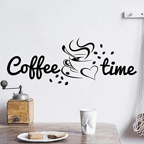 Coffee TIME Wandtattoo Sticker Aufkleber Kaffeezeit Kaffee Zeit (50cm (B) x 18cm (H), Schwarz)