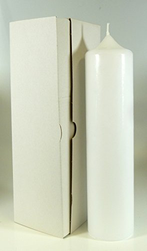 Stumpenkerze weiss 25 x 6 cm, mit Karton zur Aufbewahrung - 4803 - Kerzenrohling 250x60 mm zum Basteln und Verzieren